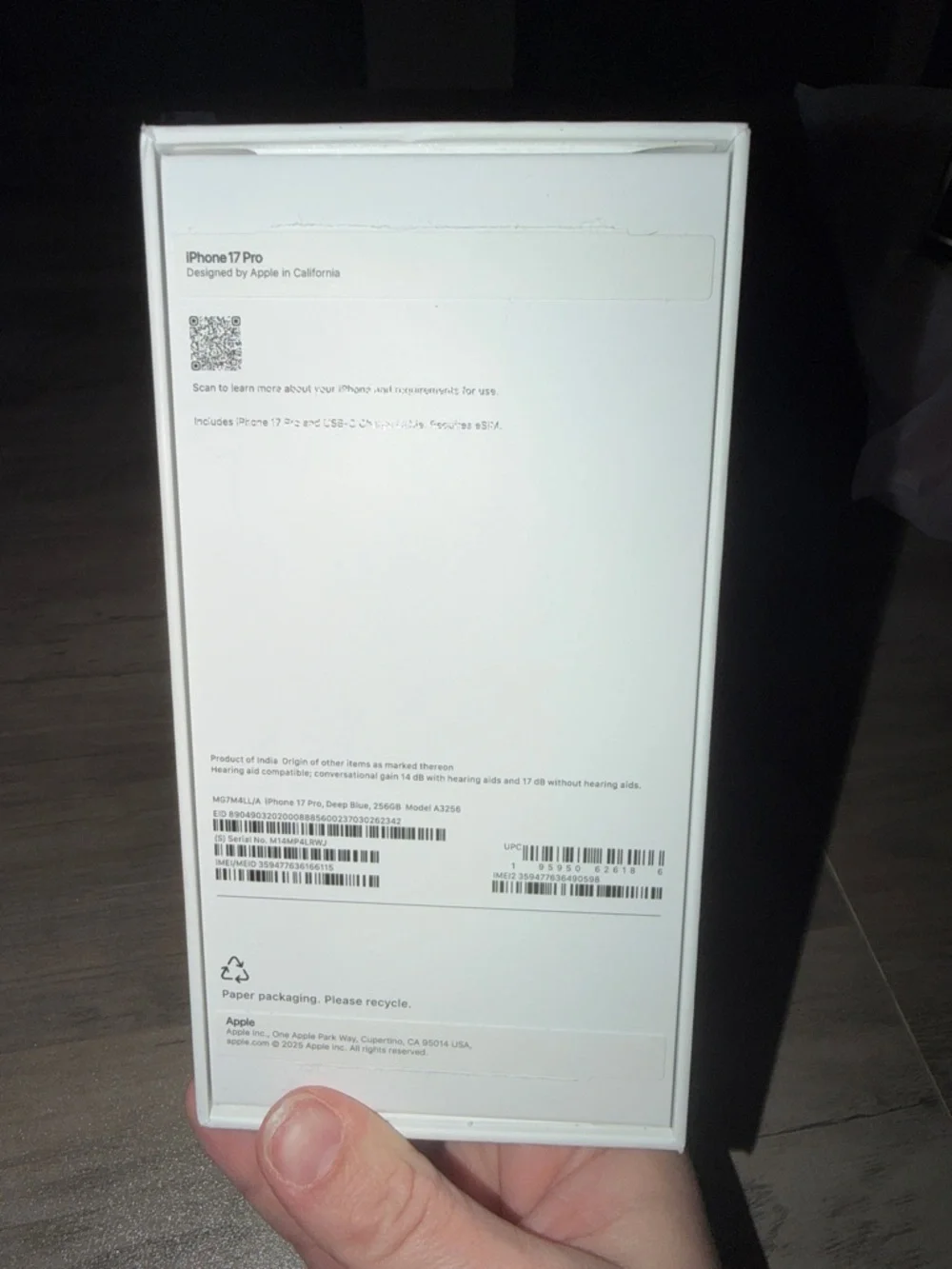 Apple 17 Pro iPhone Box - Deep Blue